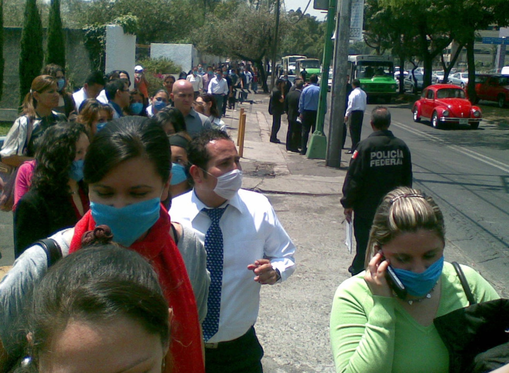 people wears face masks on the street